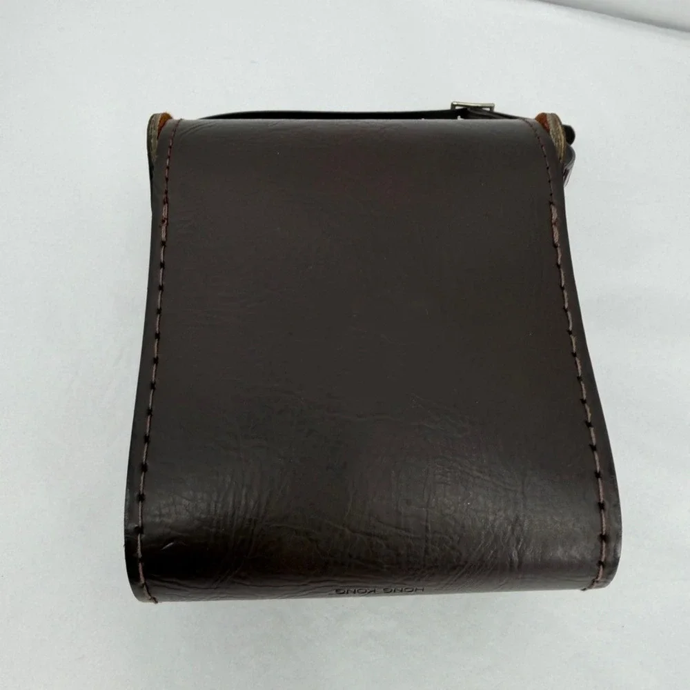 Jason Binocular Camera Case Vintage Brown Faux Leather Hard Shell Travel Bag